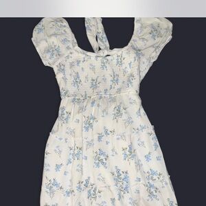 Hollister White and Blue Floral Backless Dress